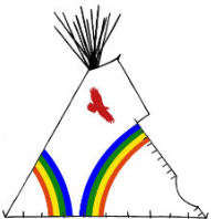 Eagle chasing The Rainbow tipi - Copyright Assiniboine Tipis