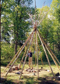 Pitching a teepee, teepee frame