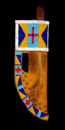 Assiniboine Knife with Beaded Sheath