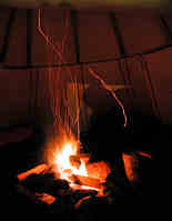 Cooking fire in a teepee
